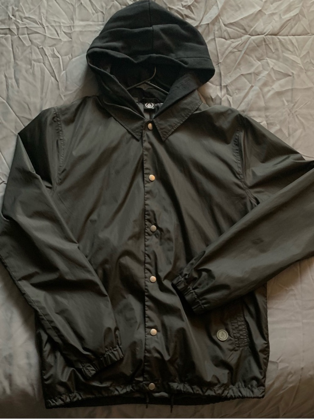 Men's Black Hooded Windbreaker Jacket - Unbranded